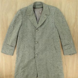 Vtg 50s 60s Genton Cramarty Tweed Over Coat Wool Sz L - Xl Usa 48 " Chest