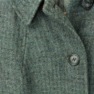 vtg 60s 70s HARRIS TWEED over coat wool 46 inch chest blue 3
