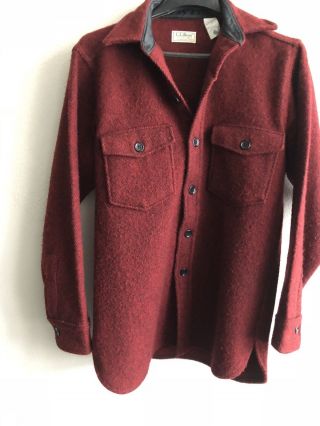 Vtg 70’s Mens Ll Bean Heavy Wool Mackinaw Button Down Shirt.  Sz.  Medium.