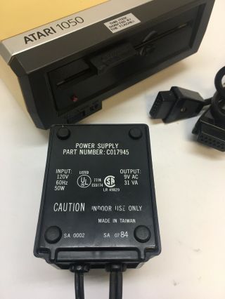 Vintage Atari 1050 Disk Drive - Power Supply & Connector Cord 3