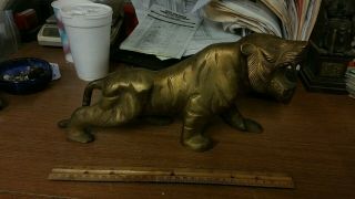 Large Vintage Collectible Solid Brass Tiger Statue Figure Large Cat 1970s