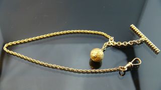 Antique Gold Filled Pocket Watch Rope Chain Fob /t - Bar/11.  5g