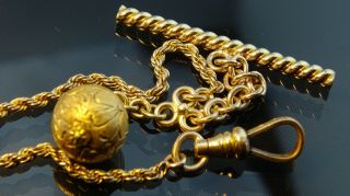 Antique Gold filled pocket watch rope Chain Fob /T - Bar/11.  5g 2