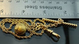 Antique Gold filled pocket watch rope Chain Fob /T - Bar/11.  5g 4