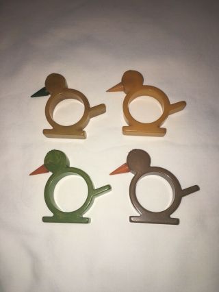 Set Of 4 Vintage Bakelite Bird Napkin Rings