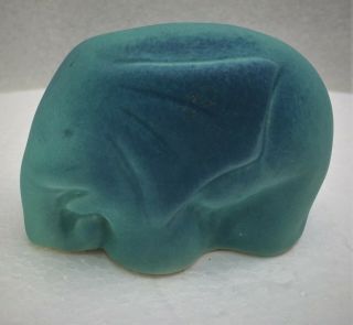 Vintage Van Briggle Turquoise Elephant Paperweight Turquoise Figurine - Charming