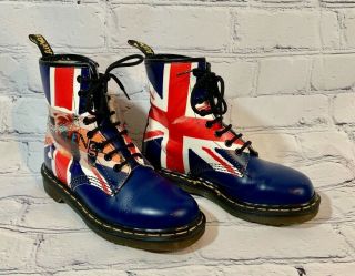 Vintage Dr Doc Martens Bulldog Union Flag England Boots Size 6 Rare