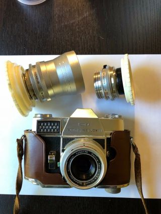 Vintage Kodak Retina Reflex Iii 35mm Camera With 3 Lenses And Case