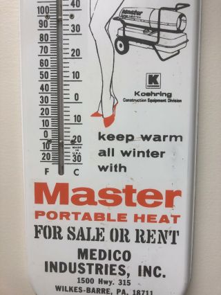 Vtg Koehring THERMOMETER MEDICO INDUSTRIES WILKES BARRE PA PinUp Sexy SIGN  3