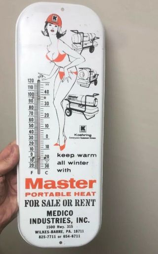 Vtg Koehring THERMOMETER MEDICO INDUSTRIES WILKES BARRE PA PinUp Sexy SIGN  5