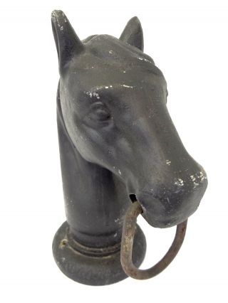 Vintage White Metal Black Fence Hitching Post Horse Head Topper Decorative Part