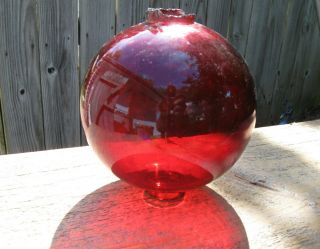 Vintage Ruby Red Glass Lightening Rod Ball,  4 1/2 " Round