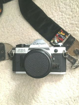 Canon Ae - 1 Program 35mm Film Camera W/ 50mm F1:1.  8 Lens & Vintage Strap