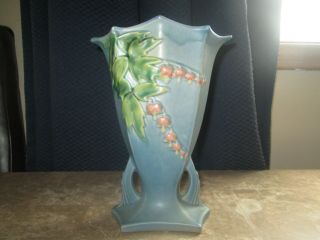 Vintage Roseville Vase Bleeding Hearts 968 - 8 Blue