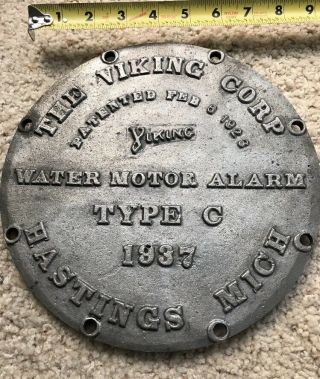 Vintage The Viking Corp Water Motor Alarm Type C 1937 Hastings,  Mich Cover Plate