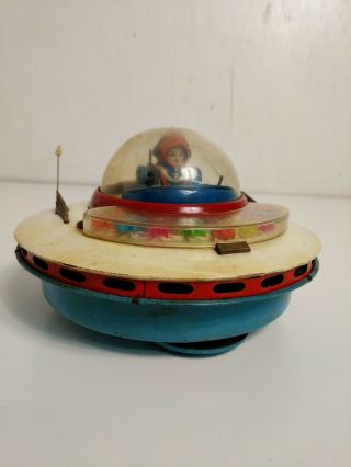 Vintage Ko Yoshiya Flying Saucer Toy (battery Operated, ) Rare Blue Model