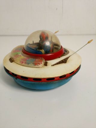 Vintage Ko Yoshiya Flying Saucer Toy (Battery Operated, ) Rare Blue Model 3