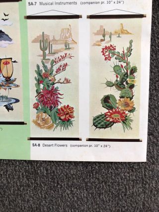 Vintage 1963 PAINT BY NUMBER PBN Scroll Art Wall Panels SA - 8 Desert Flowers Box 8