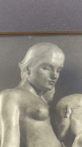 Antique Vintage Photograph Art Framed Nude Man Woman Marble Statue Sculpture 4