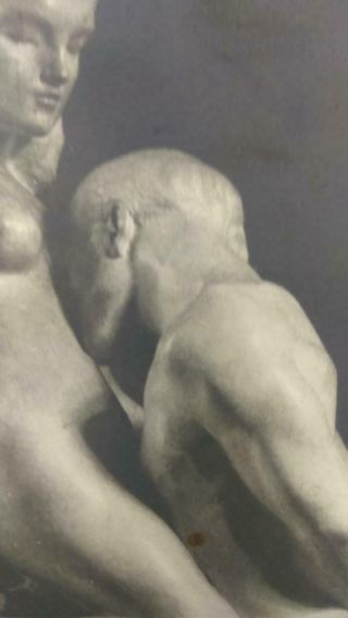 Antique Vintage Photograph Art Framed Nude Man Woman Marble Statue Sculpture 6