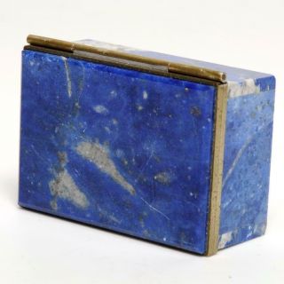 Vintage Moritz Gil Chile Lapis Lazuli Trinket Box,  Signed,  Circa 1960s
