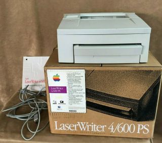 Vintage Apple Laser Writer Printer 4/600 Ps Macintosh Book Cables