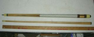 18 Oz 57 1/2 " Vintage Inlay Wood Pool Cue With Thread Wrap Handle