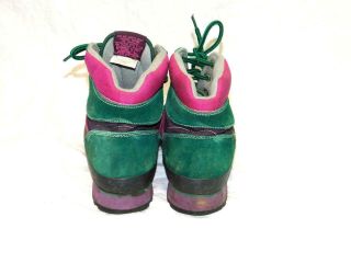 Vintage Iron Age 8.  5 Green Pink Purple Work Boots Stripe Suede Steel Toe Womens 4