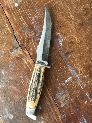 Vintage 40s 50s Case XX Stag Fixed Blade Hunting Knife Clip Point 5” Blade USA 3