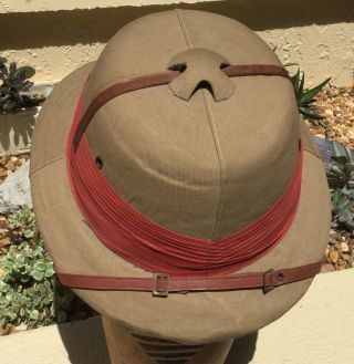 Vintage British Khaki Safari Pith Hat / Helmet / Made In India / Signed