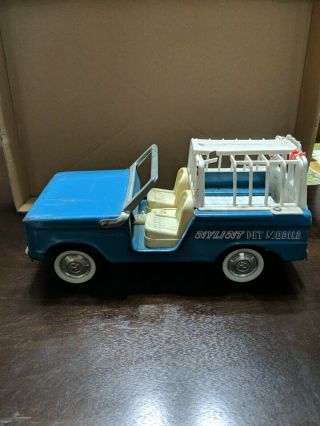 Vtg 1960s Ford Bronco Blue Nylint Pet Mobile Cage Steel 8200 Sportsman Truck