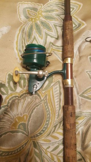 Vintage Penn Spinning Reel 710 Very Good Cond.  Two Piece 8 Ft.  Rod