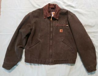 Vintage Carhartt Blanket Lined Chore Work Jacket Size L / Reg Mens Usa Coat Duck