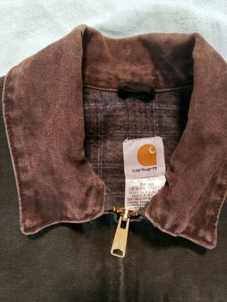 Vintage Carhartt Blanket Lined Chore Work Jacket Size L / Reg Mens USA Coat Duck 2