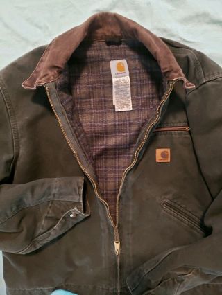 Vintage Carhartt Blanket Lined Chore Work Jacket Size L / Reg Mens USA Coat Duck 5