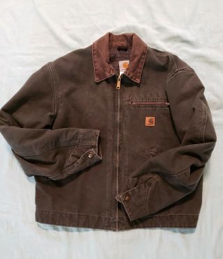 Vintage Carhartt Blanket Lined Chore Work Jacket Size L / Reg Mens USA Coat Duck 6