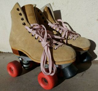 Vintage Riedell Suede Roller Skates X 5l Sure - Grip Aerobic,  Women 