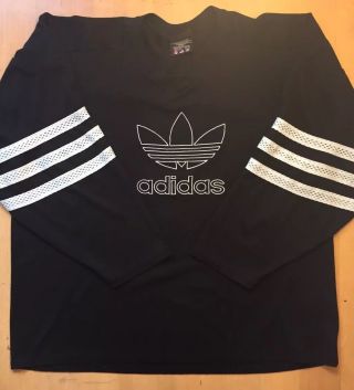 Vtg Adidas Trefoil Hockey Jersey Shirt Xl Embroidered Big Logo 90s Hip Hop Rare