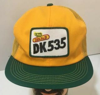 Vintage Dekalb Dk535 Snapback Hat Trucker Farm Patch Made Usa Cap Farm Seed Nos