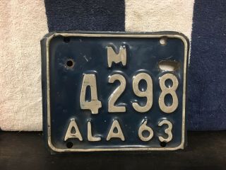 Vintage 1962 Alabama Motorcycle License Plate