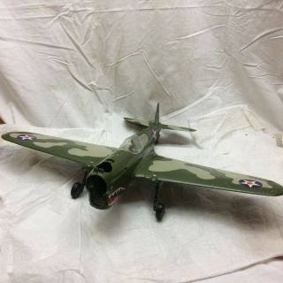 Vtg Thimbal Drone Curtiss P - 40 Warhawk Airplane Flying Tiger Model Toy Usaaf