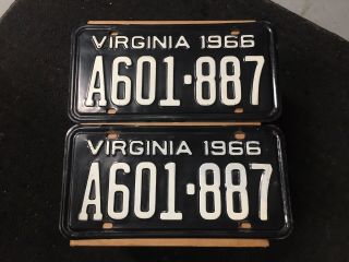 Vintage 1966 Virginia License Plate Set