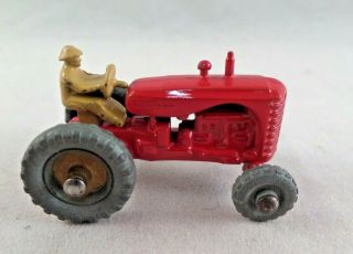 Vintage Lesney Matchbox Massey Harris Tractor No.  4 Red w/Metal Wheels Minty 2