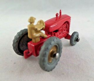 Vintage Lesney Matchbox Massey Harris Tractor No.  4 Red w/Metal Wheels Minty 3