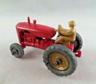 Vintage Lesney Matchbox Massey Harris Tractor No.  4 Red w/Metal Wheels Minty 5