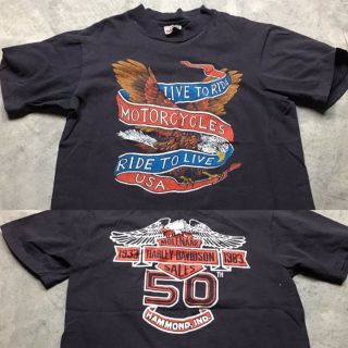 80s Vtg Harley Davidson Eagle T Shirt Live To Ride Hammond Indiana S Motorcycle