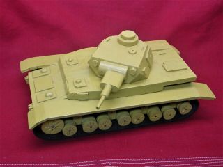 Vintage Wwii German Army Armor Panzer Kampfwagon Iv Hand Made Wood Model Tank