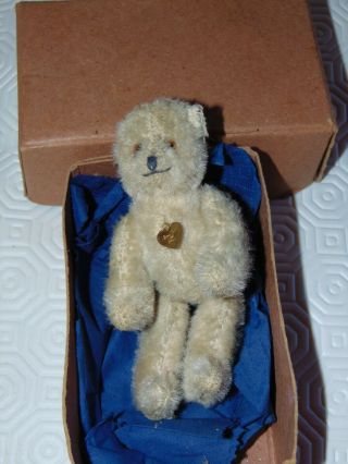 Antique Miniature 4 " Soldier Little Cream Teddy Bear With Medal.