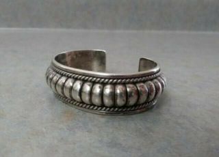 Tom Charley Vintage Navajo Native American Sterling Silver Large Cuff Bracelet