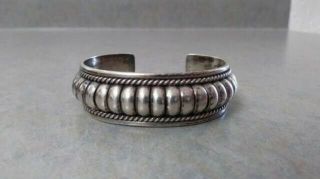 Tom Charley Vintage Navajo Native American Sterling Silver Large Cuff Bracelet 4